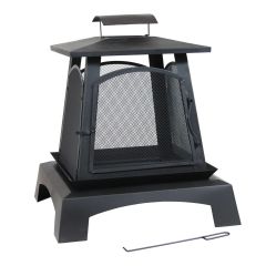 Saphira Square Wood Fire Pit - 30" x 30" x 31.9" - Steel