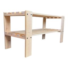Shoe Rack – 27" – 2 Slatted Shelves – Natural Pine, Matte