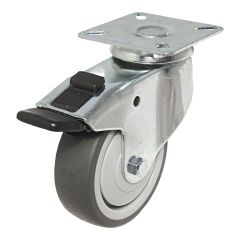 Gray Thermoplastic Rubber Casters for General Use - Model: Swivel / Lock - 3" x 100 mm