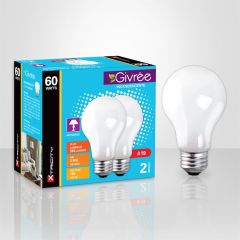 Ampoule incandescente, antichoc, A19, 60 W, 2/pqt