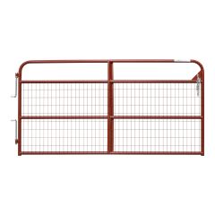 True North Light Farm Gate with Mesh - 20-Gauge - Red - 8'