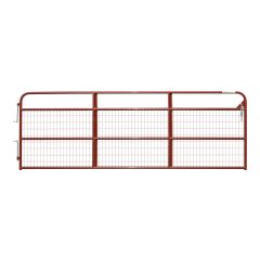 True North Light Farm Gate with Mesh - 20-Gauge - Red - 12'