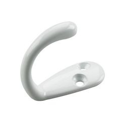 1-3/4" Single Wardrobe Hook - White - 18 mm x 46 mm