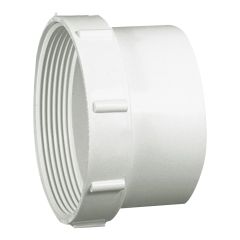 PVC/BNQ Cleanout Adapter - 4" - Spigot x Hub - White