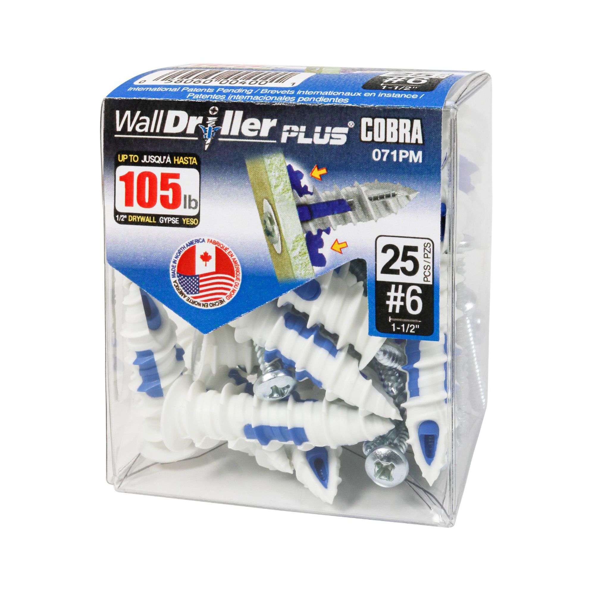 WallDriller PLUS 6 (3.5 mm) Anchors + screws (25) from COBRA ANCHORS BMR