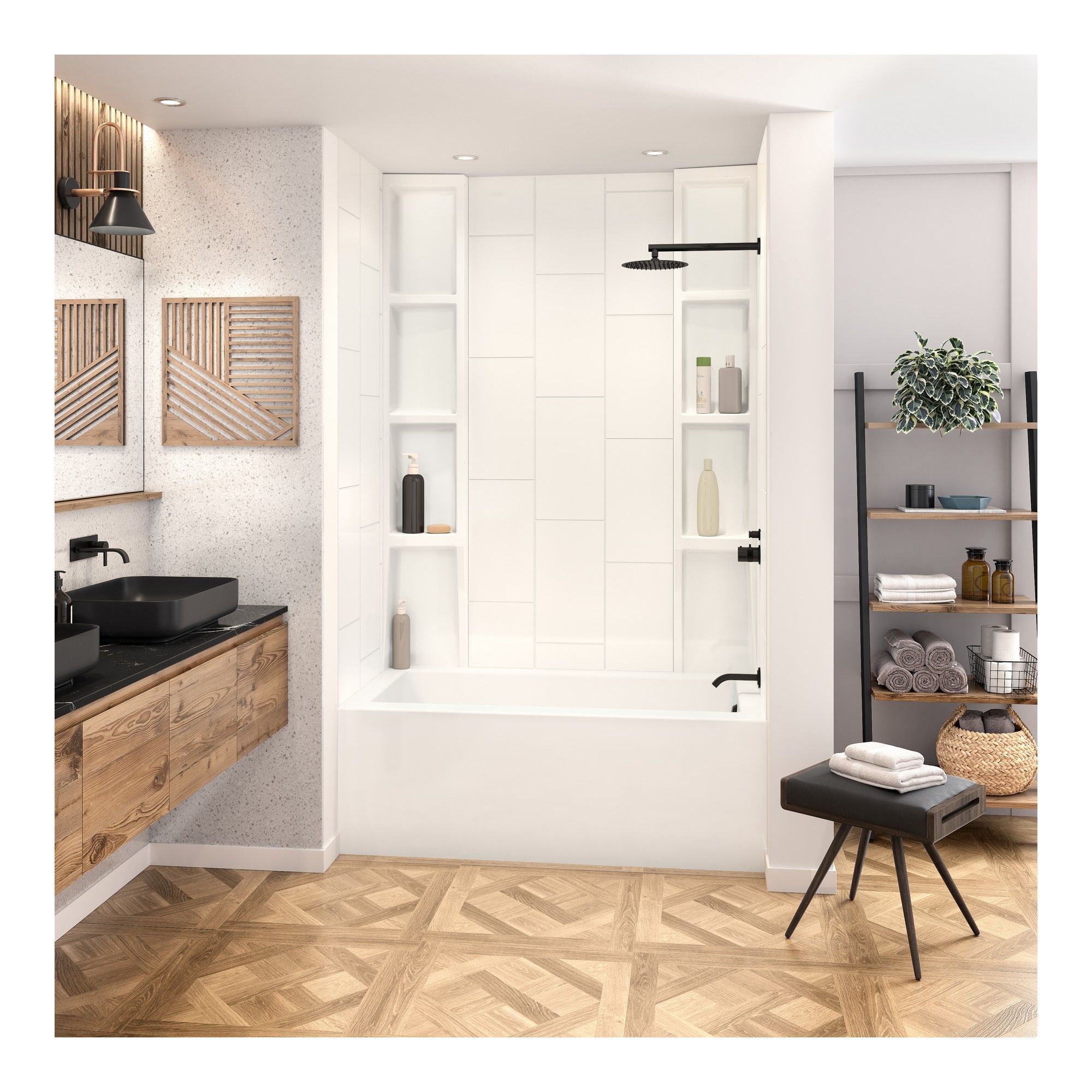 Bathtub Wall Kit - Large Vertical Tile Pattern - 60" x 36" x 80" - 5