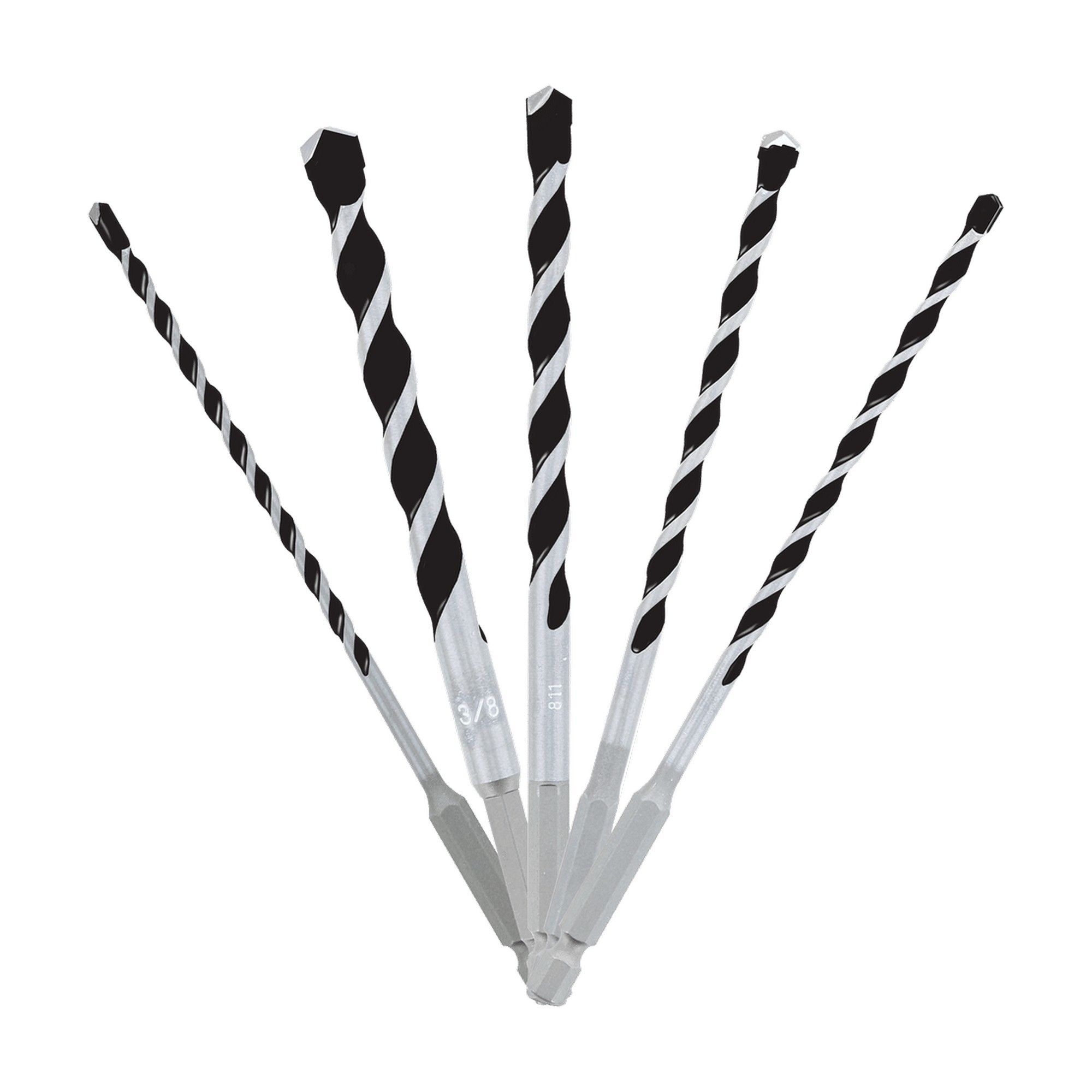 Lot De 5 Forets à Percussion – Diamètre 5/32" – Tige Hexagonale 1/4" – Revêtement Oxyde Noir – Neuf Sous Blister