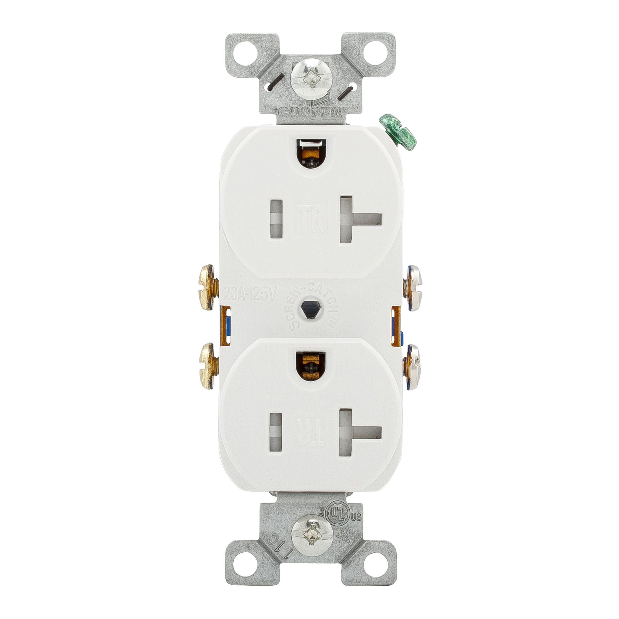 Tamper-Proof Double Socket, White, 20 A, 125 V from EATON COOPER WIRING ...