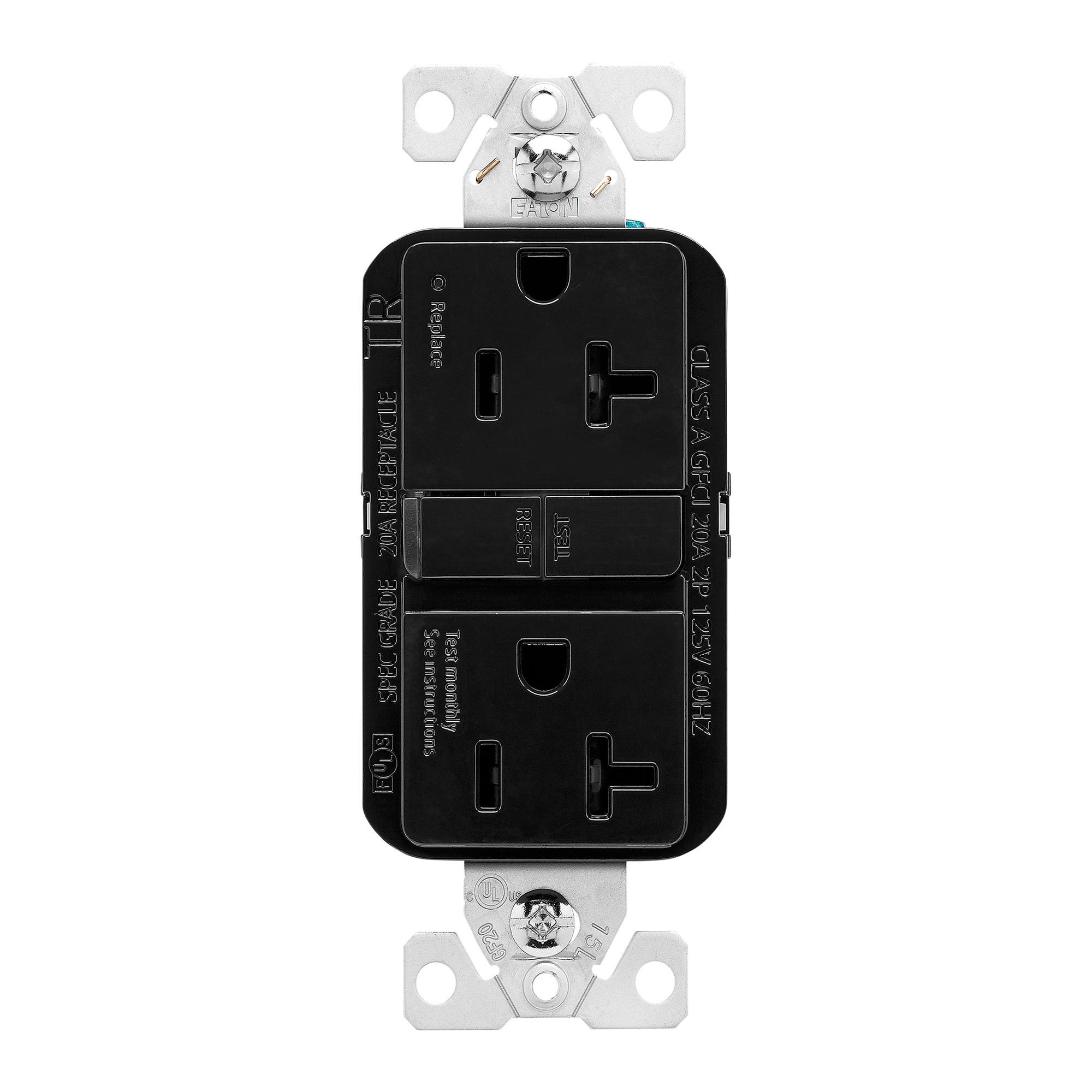 Double Socket Tamper-Proof - GFCI - Black from EATON COOPER WIRING