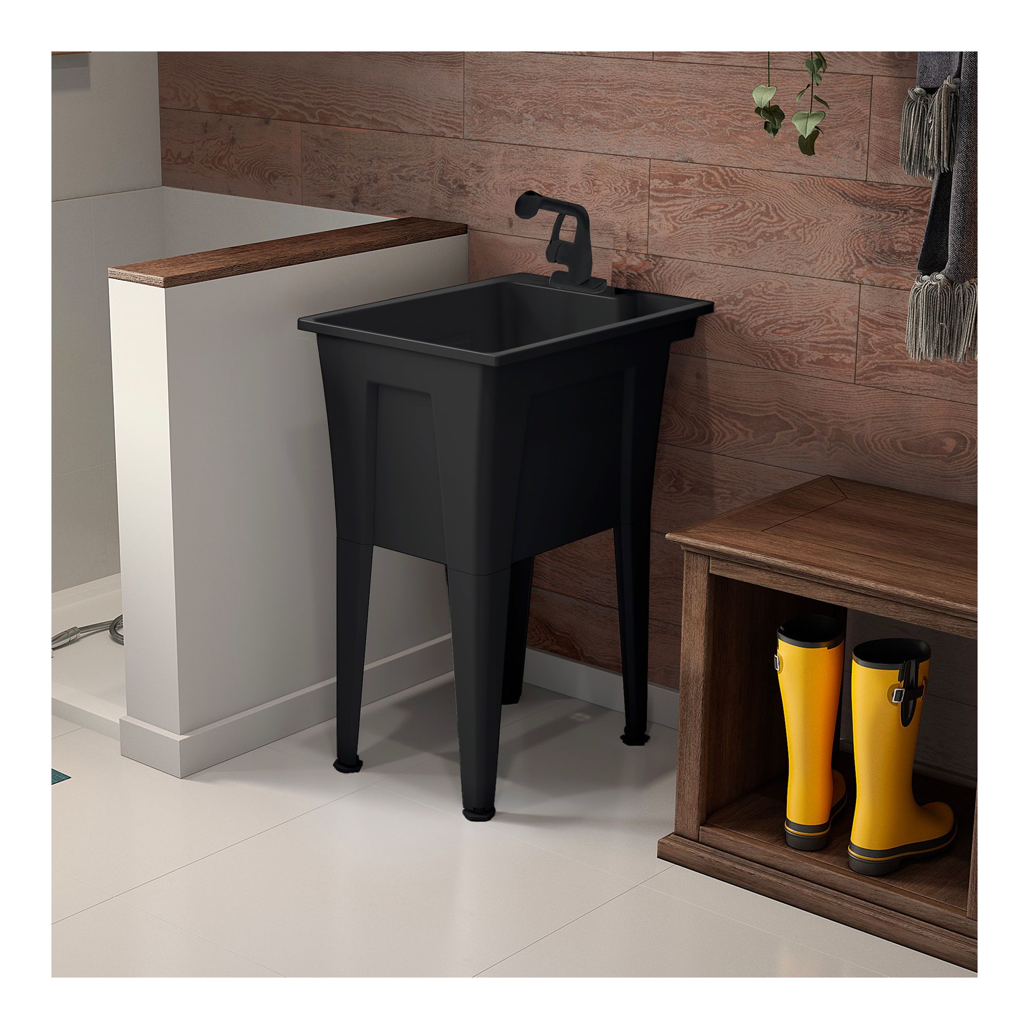 Utility Sink with Faucet, Nova, 1 Handle, Black, QP7 from