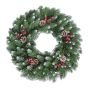 Decorative Wreath - 140 Tips - 24’’ - Green with Frost and Pinecones