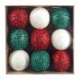 Glittered Christmas Ornaments – 9-Pack – Assorted colors