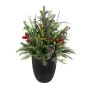 Decorative Pine Arrangement - 31’’ - Berries and Pinecone - Black Pot