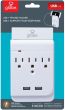 Multiprise murale avec 2 ports USB + support de téléphone