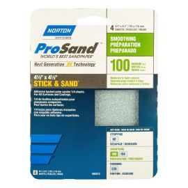 Feuille autocollante abrasive ProSand 1/4, grain 100, 4 1/2" x 4 1/2", 4/pqt
