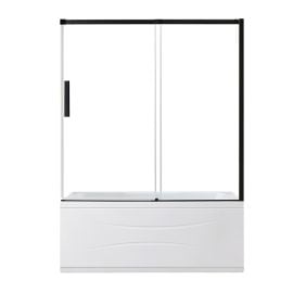 Porte de bain coulissante, Camilla, 48" x 78,74", verre, noir mat