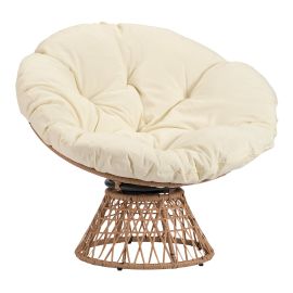 Fauteuil Papasan, acier/rotin, blanc
