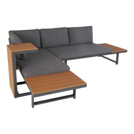 Ensemble sectionnel, Aghna, teck/gris, 3 mcx