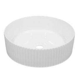 Lavabo, porcelaine, rond, blanc mat, 16" x 5"