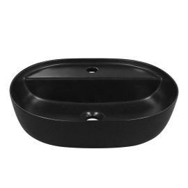 Lavabo, porcelaine, ovale, noir mat, 20 1/4" x 15 1/2" x 5 1/2"