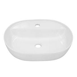 Lavabo, porcelaine, ovale, blanc mat, 20 1/4" x 15 1/2" x 5 1/2"