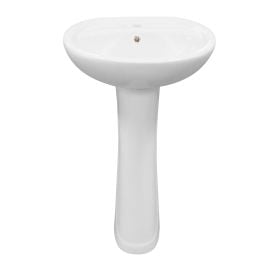 Lavabo en porcelaine sur pied, blanc, 19 3/4'' x 16'' x 32 1/2''