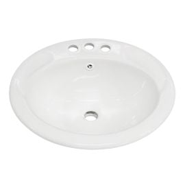Lavabo en porcelaine, encastré, ovale, blanc lustré, 19 3/4" x 17 3/4" x 7 1/2"