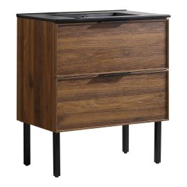 Meuble-lavabo, 2 tiroirs, 30", fini noyer