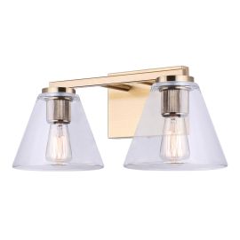 Vanity Wall Light &ndash; 2 Bulbs &ndash; Zefyra &ndash; Gold &ndash; 16"
