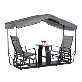 Balan&ccedil;oire de jardin Houston, 2 places avec auvent, gris