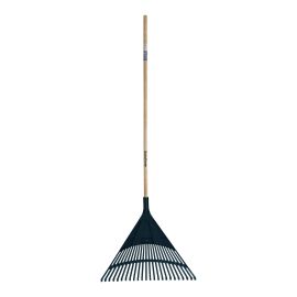 Leaf Rake - 24 Tines, 65" Wood Handle - Matte Navy Finish