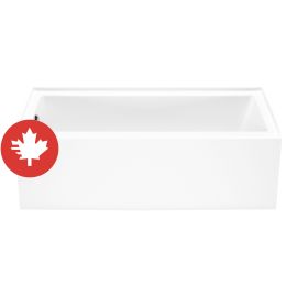 Bain en alcôve Bosca, 59 3/4" x 30", acrylique, blanc, drain à gauche