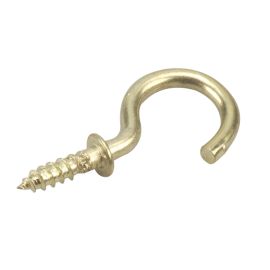 Decorative Screw-In Hook - Brass - 8/Pkg - 3/4"