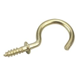 Decorative Screw-In Hook - Brass - 6/Pkg - 7/8"