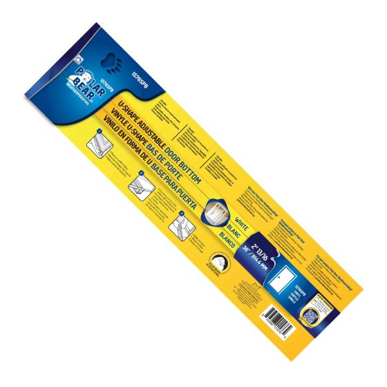 U-Shape White Adjustable Vinyl Door Bottom with Vinyl Fins - 36"