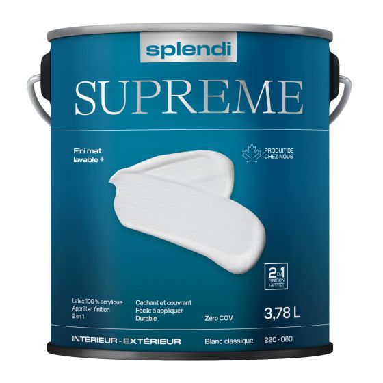 Peinture SPLENDI Supreme, Mat, Blanc, 3.78 l