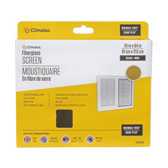 Moustiquaire en fibre de verre, 24" x 84", noir