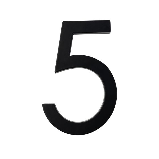 Chiffre d'adresse style Designer #5, noir mat, 5"