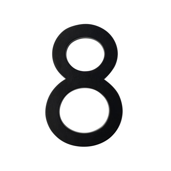 Chiffre d'adresse style Designer #8, noir mat, 5"