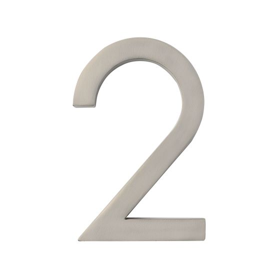 Chiffre d'adresse style Designer #2, nickel satiné, 5"