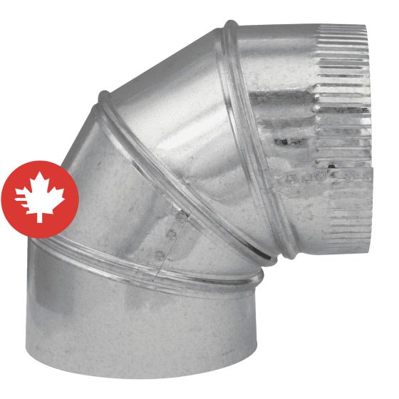 Adjustable 90° Elbow – 28 Gauge – 8" – Galvanized Steel