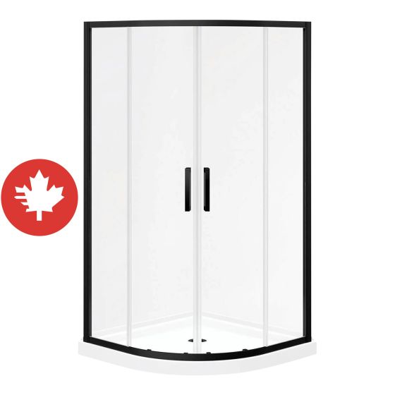 Ensemble porte et base de douche, Kassia, noir mat, 38" x 38" x 74 5/8"