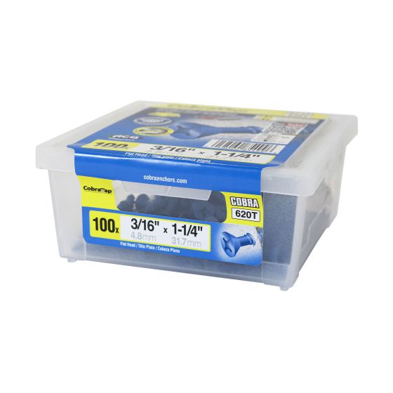 Concrete Screw -  Flat Head - 100/Pkg -  3/16" x 1 1/4"