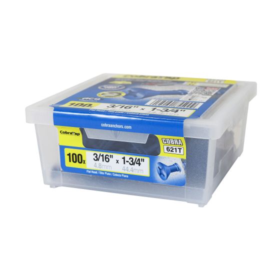 Concrete Screw -  Flat Head - 100/Pkg -  3/16" x 1 3/4"