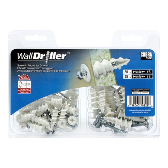WallDriller Nylon #6/#8L Anchors (+Screws) (35/25)
