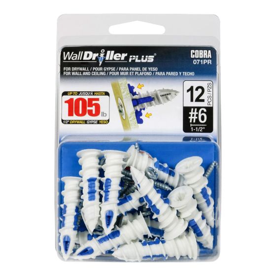 WallDriller PLUS #6 (3.5 mm) Anchors + screws (12)