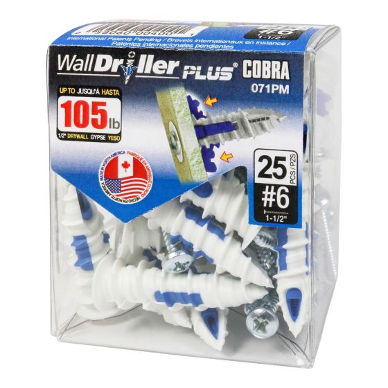 WallDriller PLUS #6 (3.5 mm) Anchors + screws (25)