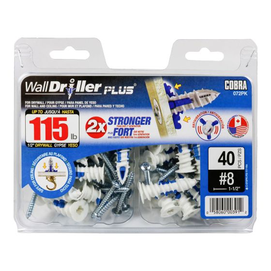 WallDriller PLUS #8 (4 mm) Anchors + screws (40)