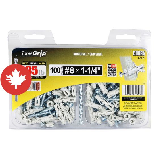 Ancrages  #8 Gris (+ Vis) + Foret Triple-Grip (100)