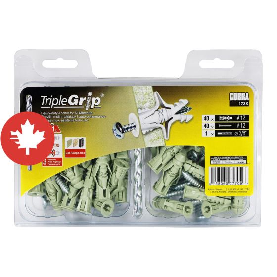 Ancrages #12 Vert (+ Vis) + Foret Triple-Grip (40)